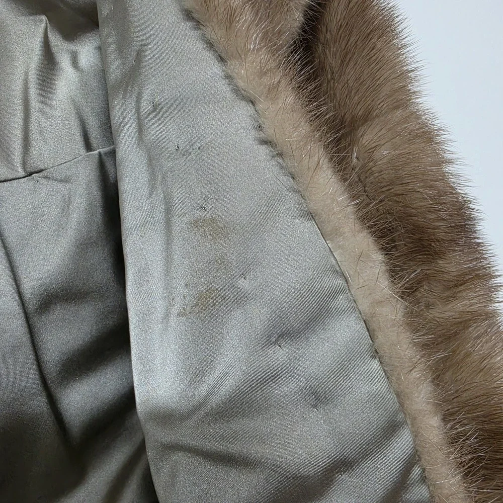 Vintage Platt Furs Mink Stole Cape‎ Brown Real Fur Wrap Jacket Shrug